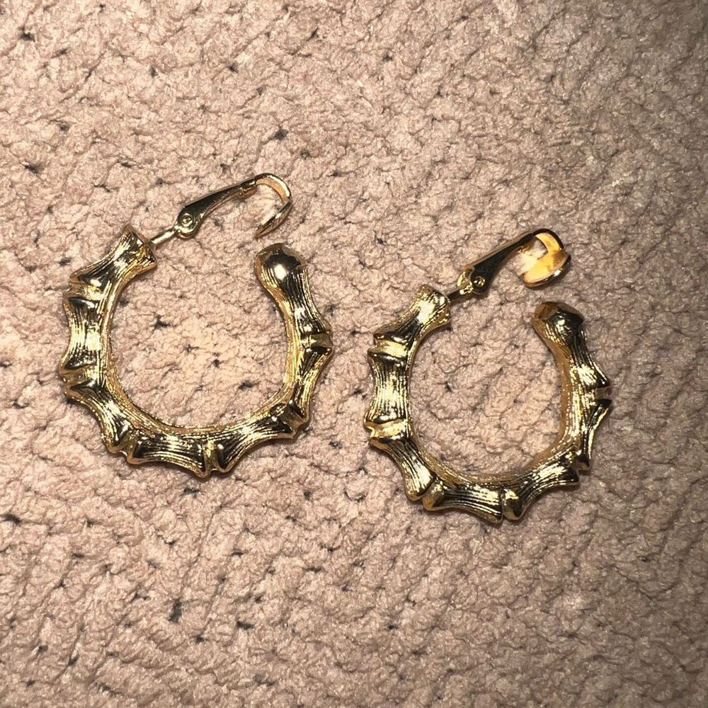 Vintage Gold Hoop Fashion Jewelry Clip On Earrings